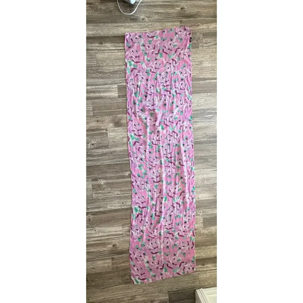 J.Crew Pink Floral Abstract Lightweight Scarf Wrap Women's Silky Soft Headscarf